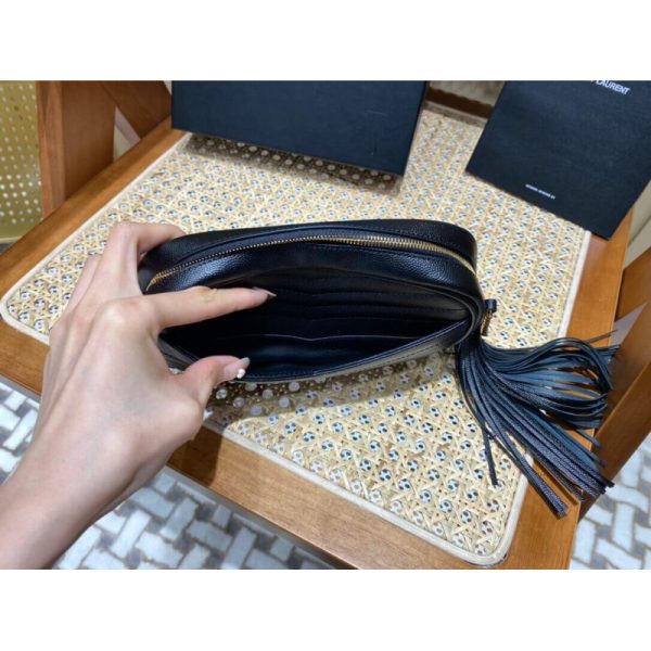 Replica YSL Lou Mini Camera Bag in Black Grain Leather - Image 10