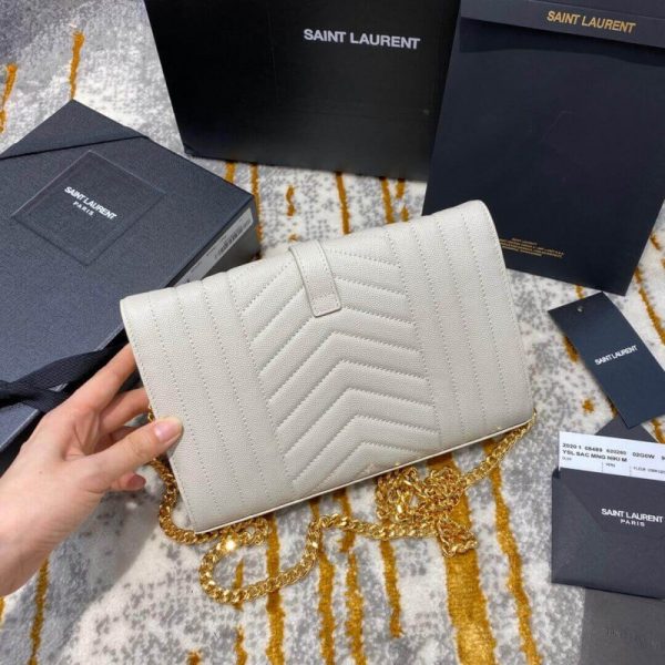 Replica YSL Monogram Chain Wallet - Mix Matelasse Leather - Image 8