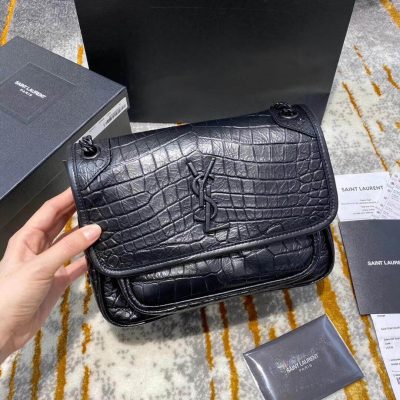YSL Niki Baby Bag - Croc-Embossed Leather Replica, Style 533037
