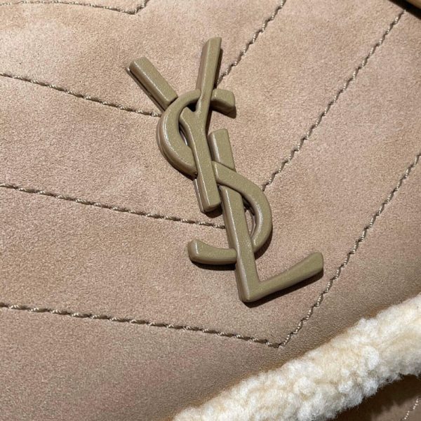 YSL Niki Mini Shearling-Trimmed Nubuck Shoulder Bag - Image 4