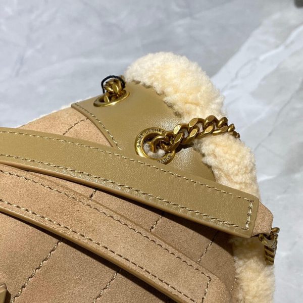 YSL Niki Mini Shearling-Trimmed Nubuck Shoulder Bag - Image 5