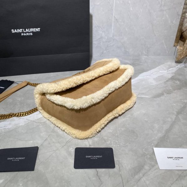 YSL Niki Mini Shearling-Trimmed Nubuck Shoulder Bag - Image 8