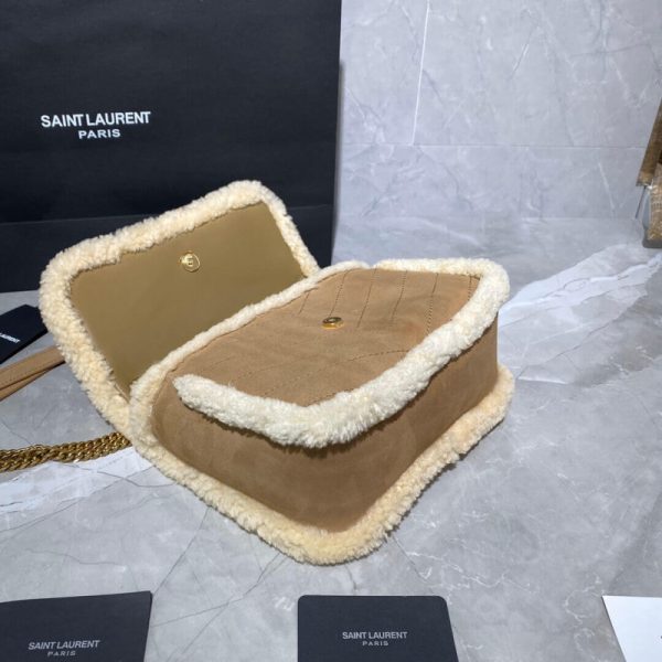 YSL Niki Mini Shearling-Trimmed Nubuck Shoulder Bag - Image 9