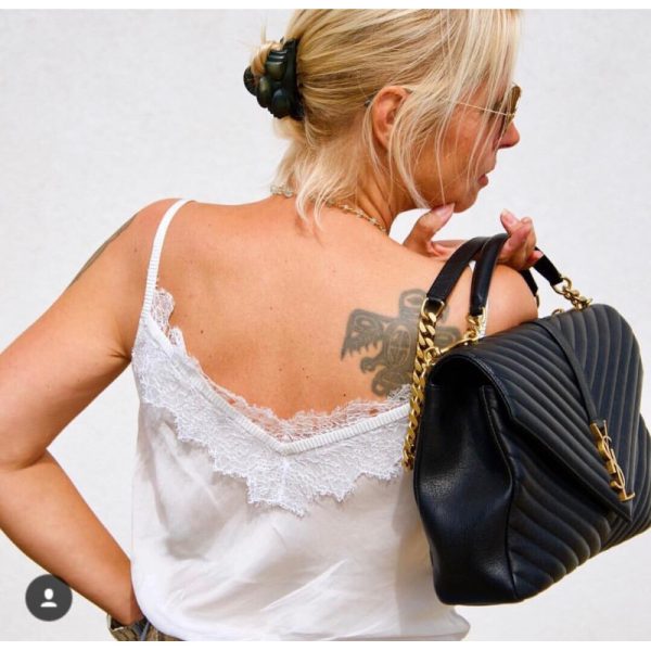 YSL Replica Chevron Monogram College Satchel - Black - Image 11