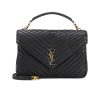 Best Replicas Bags - YSL Replica Chevron Monogram College Satchel - Black Shop For Best Louis Vuitton LV Replica Bags With Cheap Price
