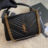 Best Replicas Bags - YSL Replica Chevron Monogram College Satchel - Black Shop For Best Louis Vuitton LV Replica Bags With Cheap Price