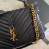 Best Replicas Bags - YSL Replica Chevron Monogram College Satchel - Black Shop For Best Louis Vuitton LV Replica Bags With Cheap Price