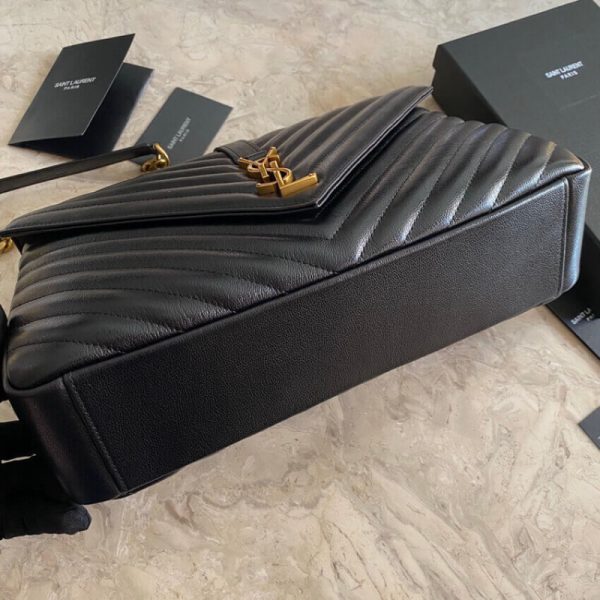 YSL Replica Chevron Monogram College Satchel - Black - Image 14