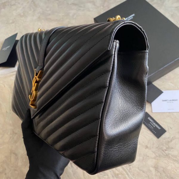 YSL Replica Chevron Monogram College Satchel - Black - Image 15