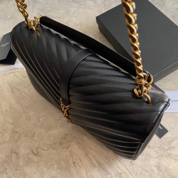YSL Replica Chevron Monogram College Satchel - Black - Image 16