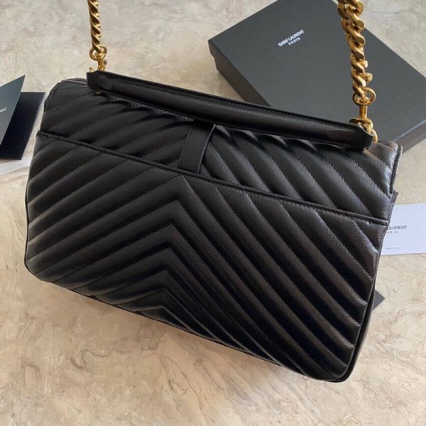 YSL Replica Chevron Monogram College Satchel - Black - Image 17