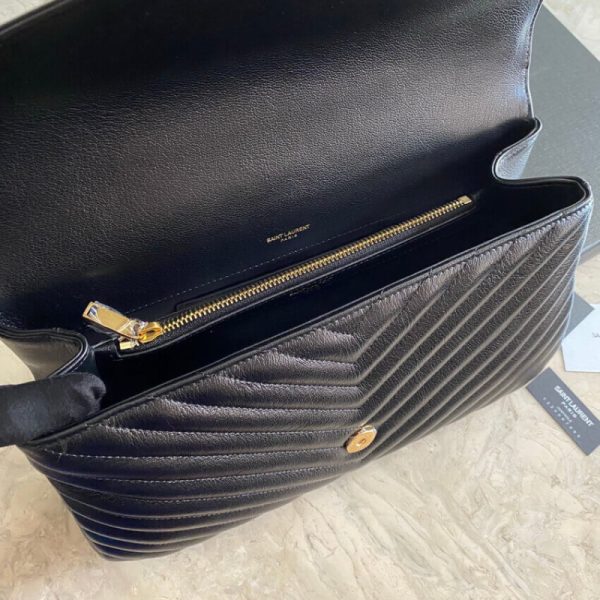YSL Replica Chevron Monogram College Satchel - Black - Image 18