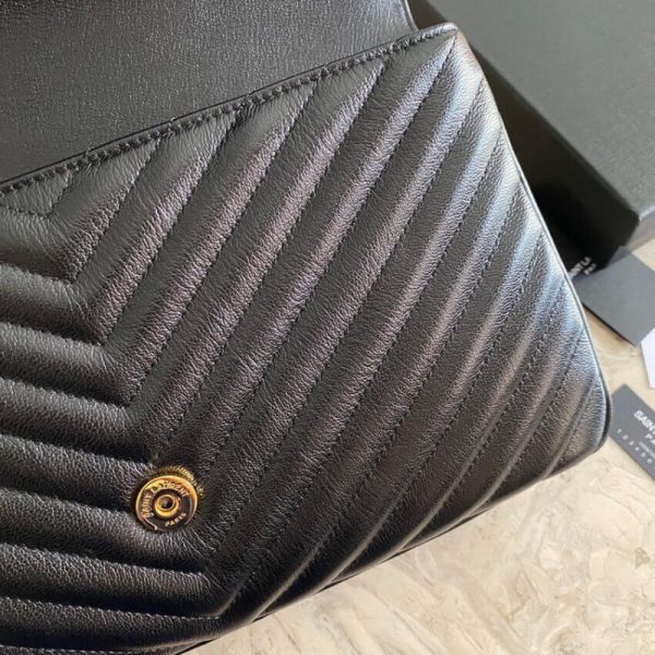 YSL Replica Chevron Monogram College Satchel - Black - Image 20