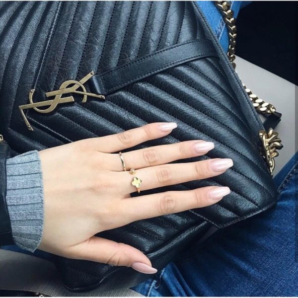 YSL Replica Chevron Monogram College Satchel - Black - Image 7