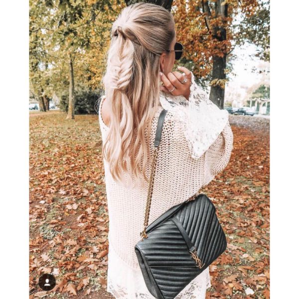 YSL Replica Chevron Monogram College Satchel - Black - Image 8