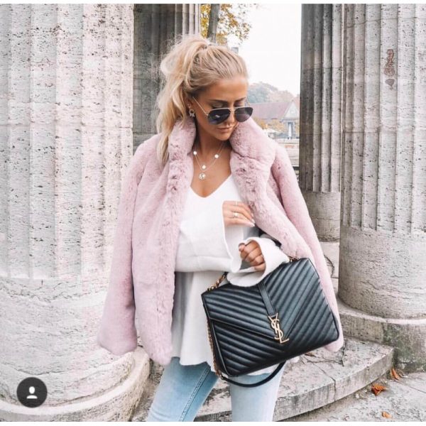 YSL Replica Chevron Monogram College Satchel - Black - Image 9