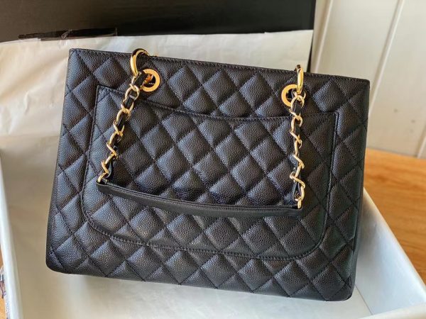 Chanel Quilted Caviar Grand Shopping Tote Replica - Black A50995 - Image 8