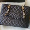 Best Replicas Bags - Chanel Quilted Caviar Grand Shopping Tote Replica - Black A50995 Shop For Best Louis Vuitton LV Replica Bags With Cheap Price
