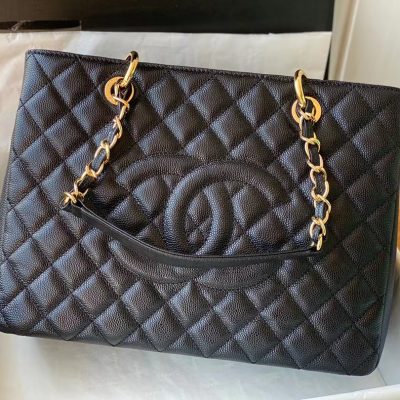 Chanel Quilted Caviar Grand Shopping Tote Replica - Black A50995