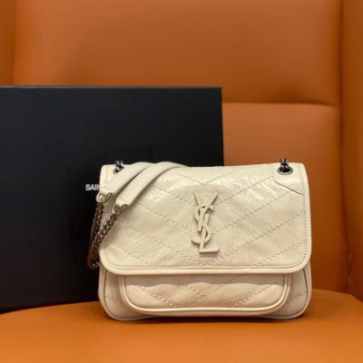 YSL Niki Mini Quilted Glossed-Leather Shoulder Bag