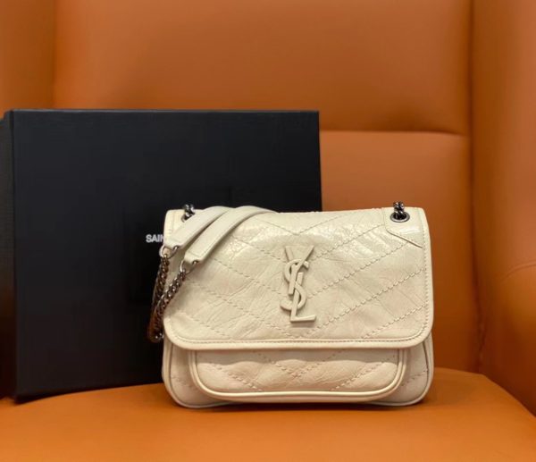 YSL Niki Mini Quilted Glossed-Leather Shoulder Bag