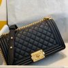 Chanel Boy Replica Caviar Shoulder Bag - Black