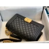 Best Replicas Bags - Chanel Boy Replica Caviar Shoulder Bag - Black Shop For Best Louis Vuitton LV Replica Bags With Cheap Price