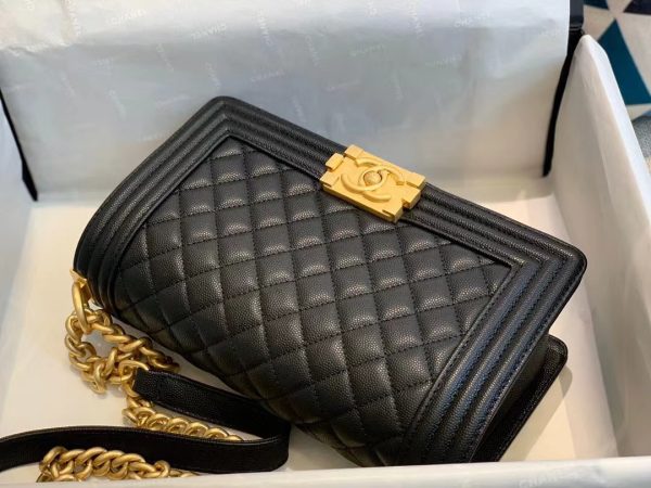Chanel Boy Replica Caviar Shoulder Bag - Black - Image 4