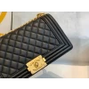 Best Replicas Bags - Chanel Boy Replica Caviar Shoulder Bag - Black Shop For Best Louis Vuitton LV Replica Bags With Cheap Price