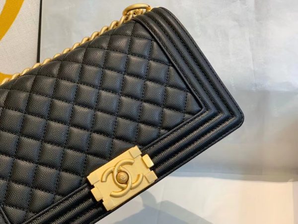 Chanel Boy Replica Caviar Shoulder Bag - Black - Image 5