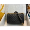Best Replicas Bags - Chanel Boy Replica Caviar Shoulder Bag - Black Shop For Best Louis Vuitton LV Replica Bags With Cheap Price