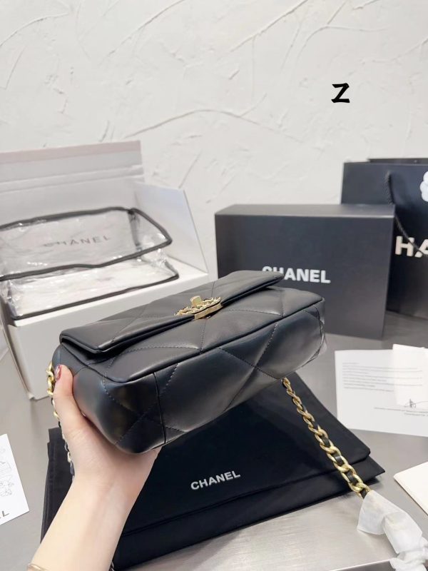 Chanel 19 Replica Lamb Leather Black Shoulder Bag - Image 3