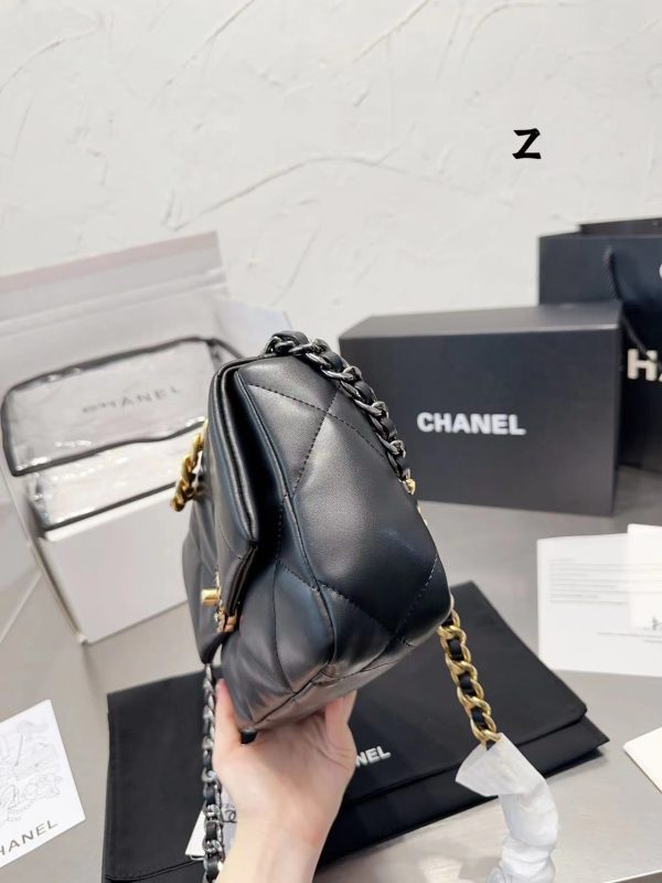 Chanel 19 Replica Lamb Leather Black Shoulder Bag - Image 4
