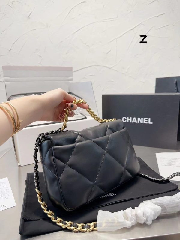 Chanel 19 Replica Lamb Leather Black Shoulder Bag - Image 5