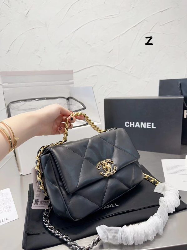 Chanel 19 Replica Lamb Leather Black Shoulder Bag - Image 6