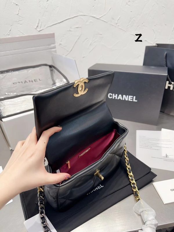 Chanel 19 Replica Lamb Leather Black Shoulder Bag - Image 7