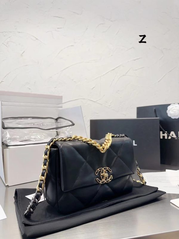 Chanel 19 Replica Lamb Leather Black Shoulder Bag - Image 8