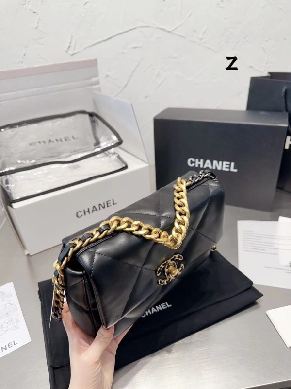Chanel 19 Replica Lamb Leather Black Shoulder Bag - Image 9