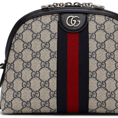 Replica Gucci Ophidia GG Small Shoulder Bag, Beige & Blue Canvas