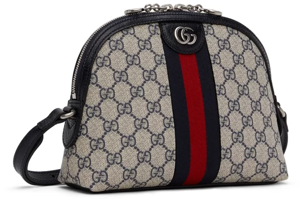Replica Gucci Ophidia GG Small Shoulder Bag, Beige & Blue Canvas - Image 3