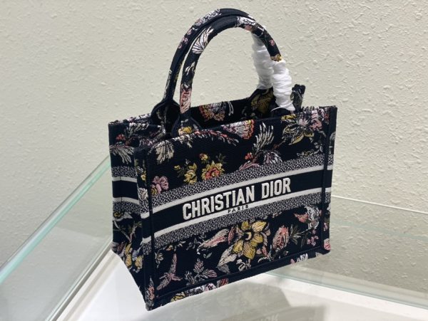 Replica Dior Book Tote: Black & Multicolor Botanique Embroidery - Image 6