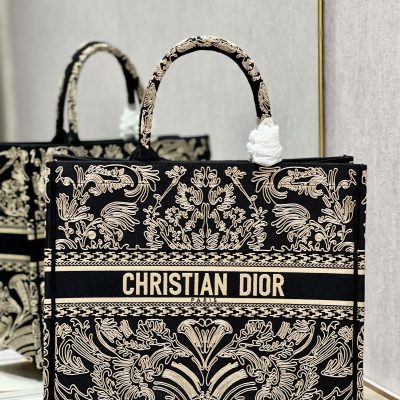 Replica Dior Book Tote – Black & White Cornely Embroidery