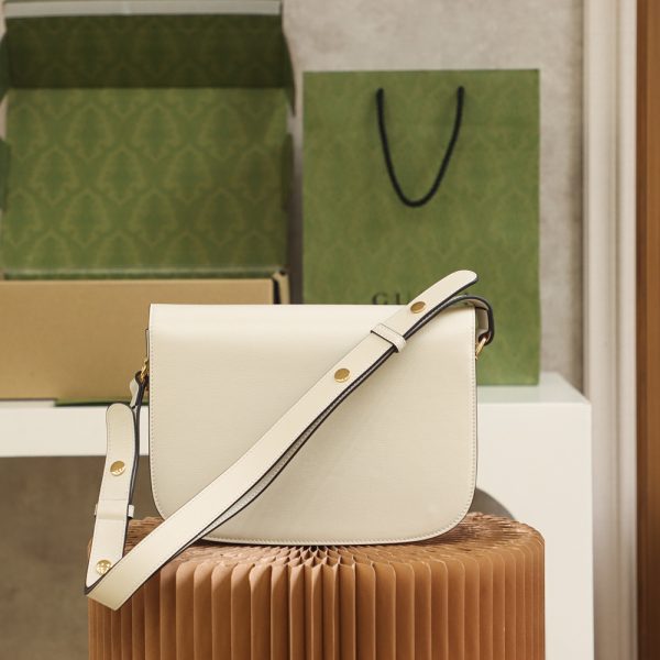 Replica Gucci Horsebit Shoulder Bag White Leather 602204 - Image 2