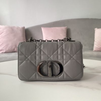 Replica Dior Small Caro Bag in Black Grained Calfskin