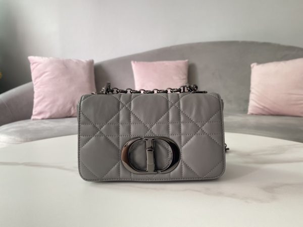 Replica Dior Small Caro Bag in Black Grained Calfskin