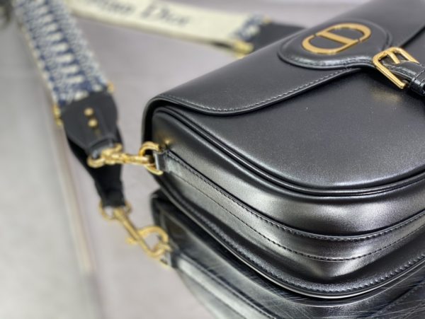 Replica Dior Bobby Bag Black Box Calfskin, Blue Oblique Strap M9320Ubby_M911 - Image 3