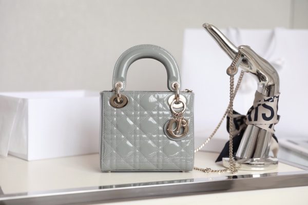 Replica Dior Mini Lady Dior Bag - Cloud Blue Patent Calfskin - Image 9