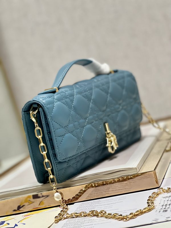 Replica Dior Mini Bag: Peacock Blue Cannage Lambskin - Image 6