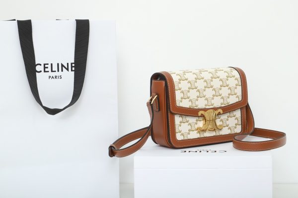 Replica Celine Teen Triomphe Bag - White Canvas & Calfskin - Image 9
