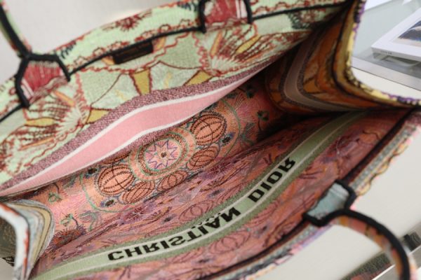Replica Dior Book Tote: Large Powder Pink Jardin Magique Embroidery - Image 2